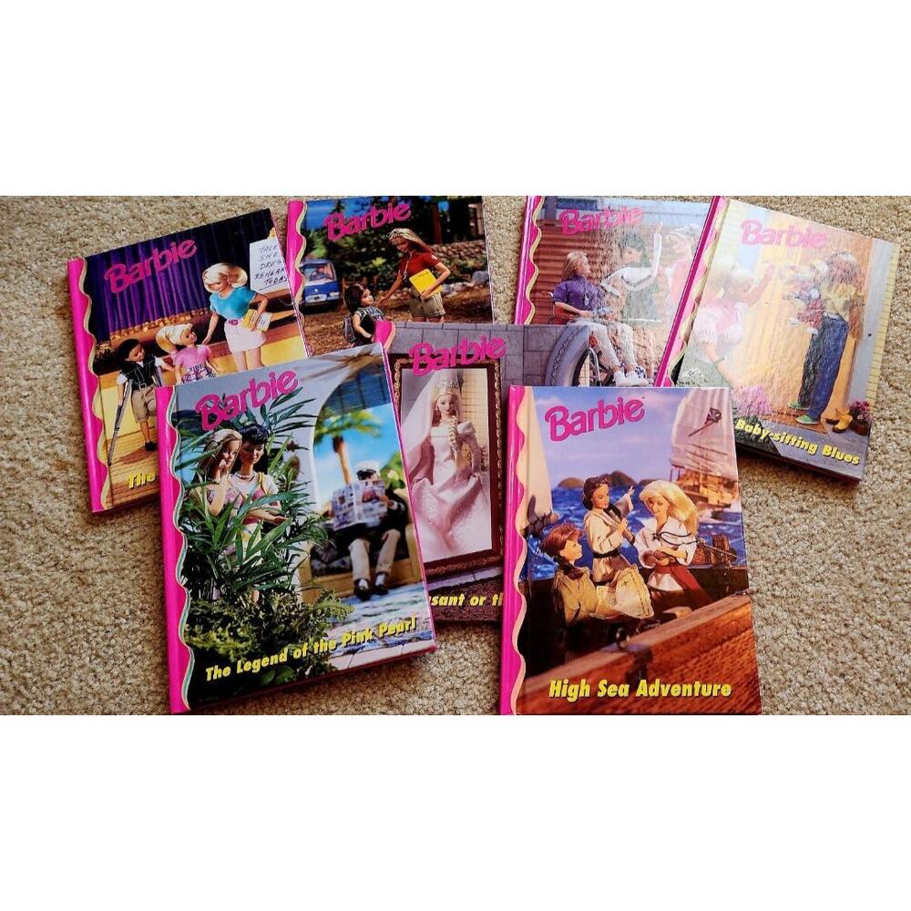 Barbie Pink Green Vintage 90s Early Readers Set Hardcover Books